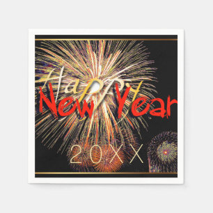 Happy New Year 2019 Fireworks in red Paper Napkin