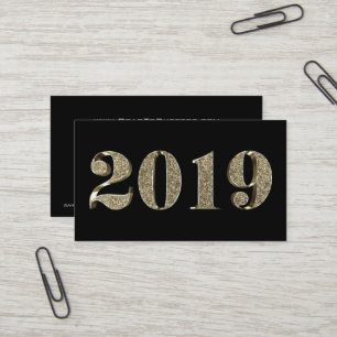 Happy New Year 2019 Golden Black White Gold Business Card