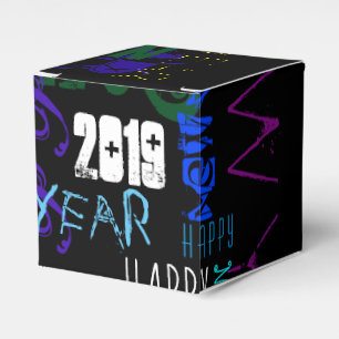 Happy New Year 2019 Pop Colours Favour Cube Box
