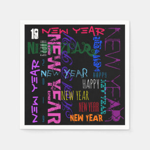 Happy New Year 2019 Pop Colours Paper Napkin