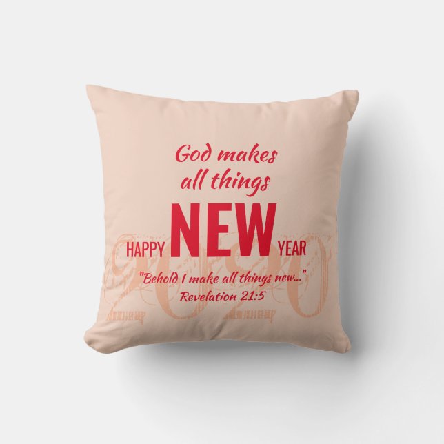 HAPPY NEW YEAR 2020 Christian Customised PINK Cushion (Front)