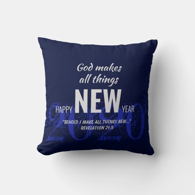 HAPPY NEW YEAR 2020 Christian Scripture NAVY Cushion (Front)