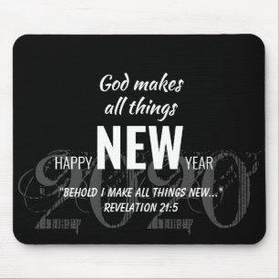 HAPPY NEW YEAR 2020 Customised Scripture BLACK Mouse Pad