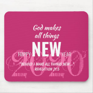 HAPPY NEW YEAR 2020 Customised Scripture PINK Mouse Pad