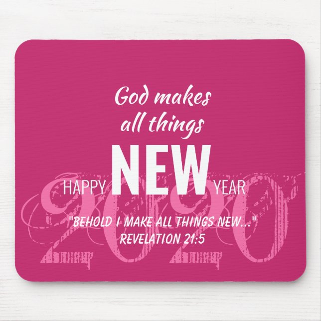 HAPPY NEW YEAR 2020 Customised Scripture PINK Mouse Pad (Front)