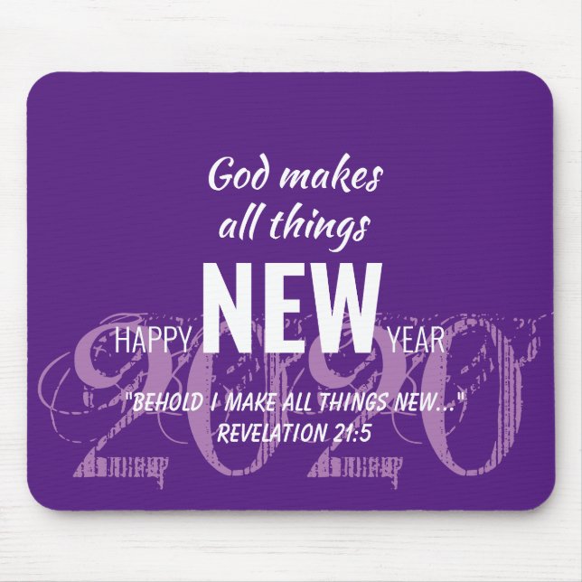 HAPPY NEW YEAR 2020 Customised Scripture PURPLE Mouse Pad (Front)