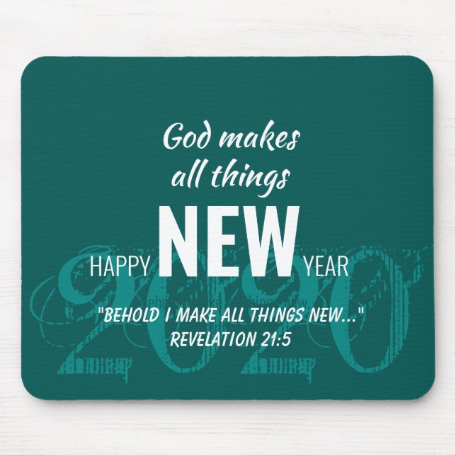 HAPPY NEW YEAR 2020 Customised Scripture TEAL Mouse Pad (Front)