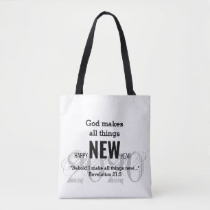 HAPPY NEW YEAR 2020 Customised Scripture WHITE Tote Bag