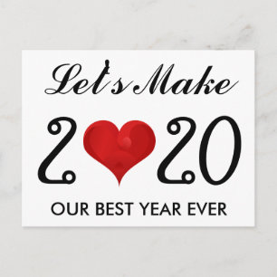 Happy New Year 2020 Motivational Quote Heart Holiday Postcard
