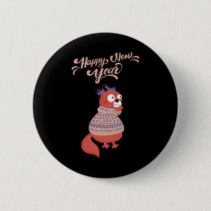 Happy New Year 2020 Squirrel Tee Christmas Squirre 6 Cm Round Badge
