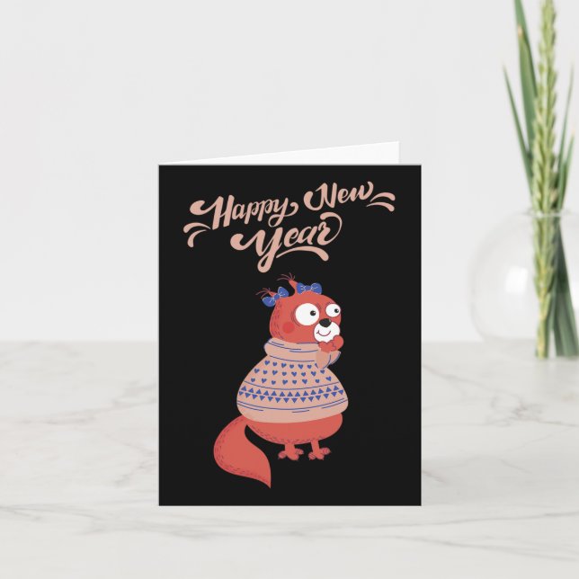 Happy New Year 2020 Squirrel Tee Christmas Squirre Card (Front)