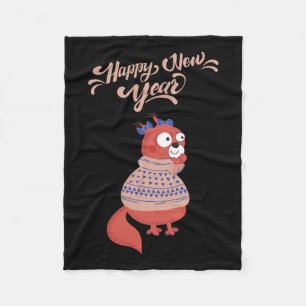 Happy New Year 2020 Squirrel Tee Christmas Squirre Fleece Blanket