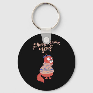 Happy New Year 2020 Squirrel Tee Christmas Squirre Key Ring