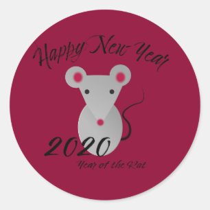 Happy New Year 2020 Year of the Rat Classic Round Sticker
