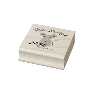 Happy New Year 2020 Year of the Rat Rubber Stamp