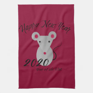 Happy New Year 2020 Year of the Rat Tea Towel