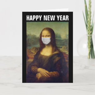 HAPPY NEW YEAR 2021 CARD MONA LISA WITH MASK