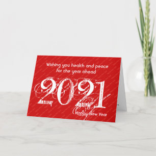 HAPPY NEW YEAR 2021 Customisable Any Year RED Holiday Card