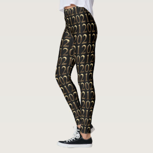 Happy New Year 2021 Elegant Faux Gold Year Numbers Leggings