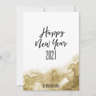 Happy New Year 2021   Festive Gold Abstract Holiday Card