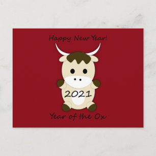 Happy New Year 2021 Year of the Ox Postcard