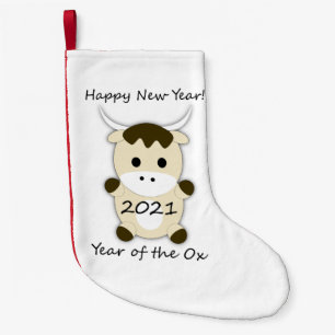 Happy New Year 2021 Year of the Ox Small Christmas Stocking