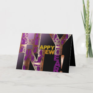 Happy New Year 2022 Decorative Letters Holiday Card