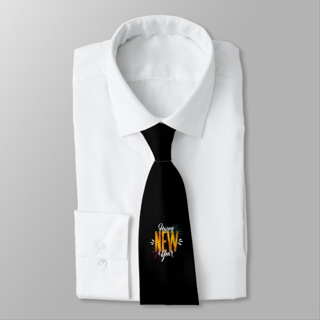 Happy New Year 2022 Design with Fireworks Tie (Tied)