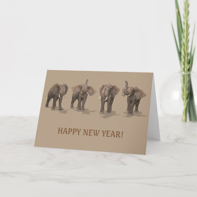 Happy New Year 2022 Elephants Holiday Card (Front)