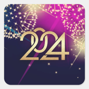 Happy New Year 2022. Fireworks design Square Sticker