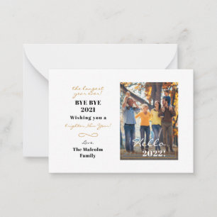 Happy New Year 2022 Hand Lettered Family Photo Card