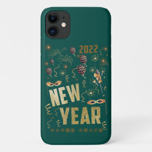 Happy New Year 2022, Holiday Gold Glitter Festive iPhone 11 Case