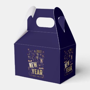 Happy New Year 2022, Holiday Gold Glitter Festive Favour Box
