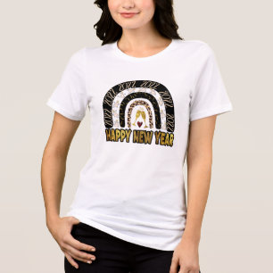 Happy New Year 2022 Modern Gold Rainbow Party Tri-Blend Shirt