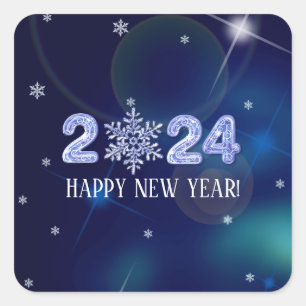 Happy New Year 2022. Snowflake design Gift Square Sticker