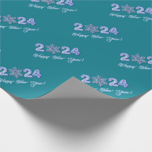 Happy New Year 2022. Snowflake Gift Wrapping Paper