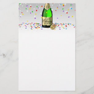 Happy New Year 2022 Sparkling Wine Bottle Stationery