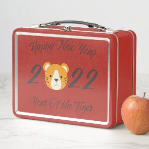 Happy New Year 2022 Year of the Tiger Metal Lunch Box