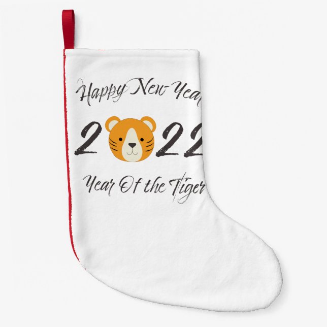 Happy New Year 2022 Year of the Tiger Small Christmas Stocking (Front)