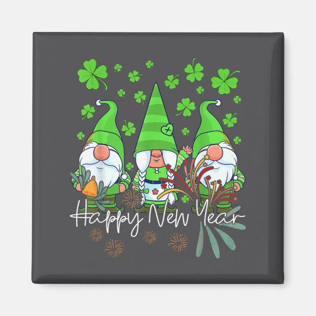 Happy New Year 2023 Gnomes Irish Patrick Day Famil Magnet (Front)