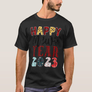 Happy New Year 2023 Leopard Eve Party Retro Buffal T-Shirt