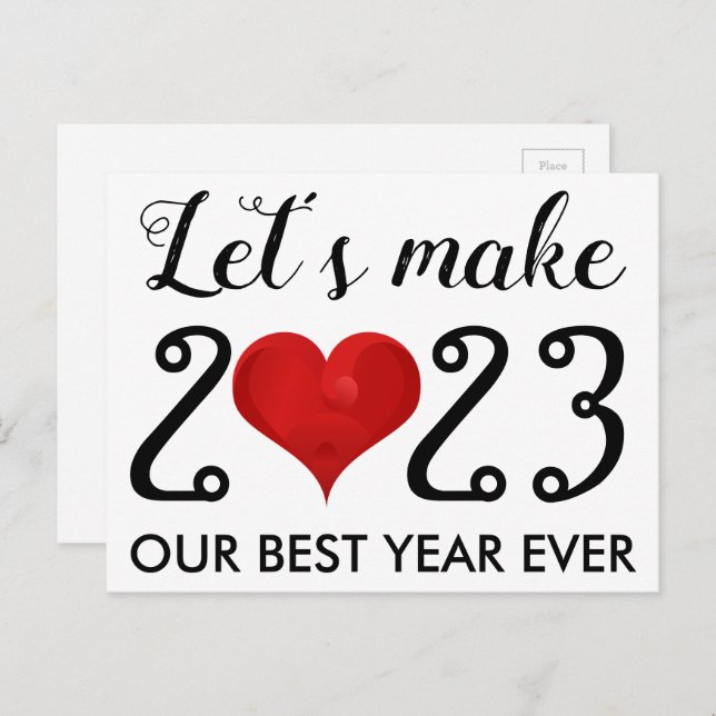 Happy New Year 2023 Motivational Quote Heart Holiday Postcard (Front/Back)