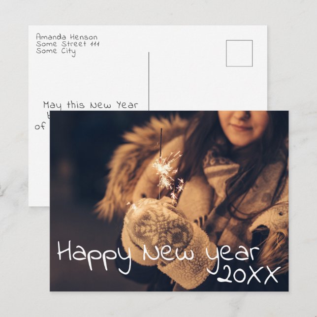 Happy New Year 2023 Script Full Photo Postcard (Front/Back)