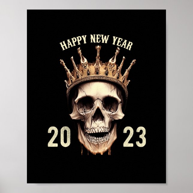 happy new year 2023 skull poster (Front)
