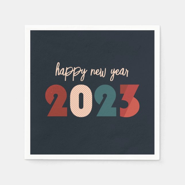 Happy new year 2023 text  napkin (Front)