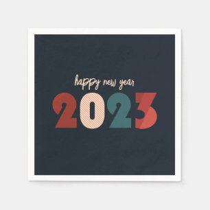Happy new year 2023 text retro design napkin