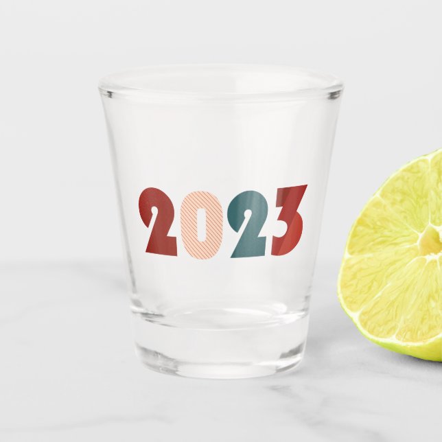 Happy new year 2023 text shot glass (Front)