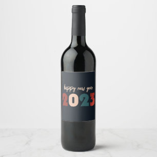 Happy new year 2023 text  wine label