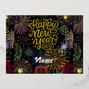 Happy New Year 2023 Thunder_Cove Foil Holiday Postcard
