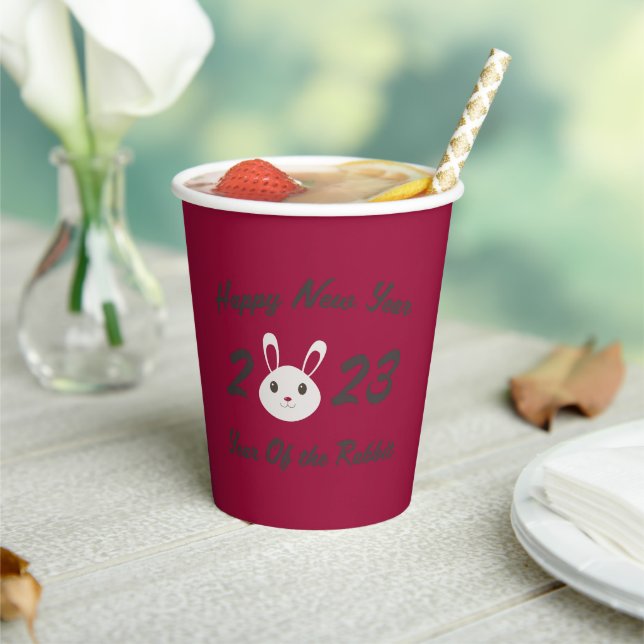 Happy New Year 2023 Year of the Rabbit  Paper Cups (Insitu)